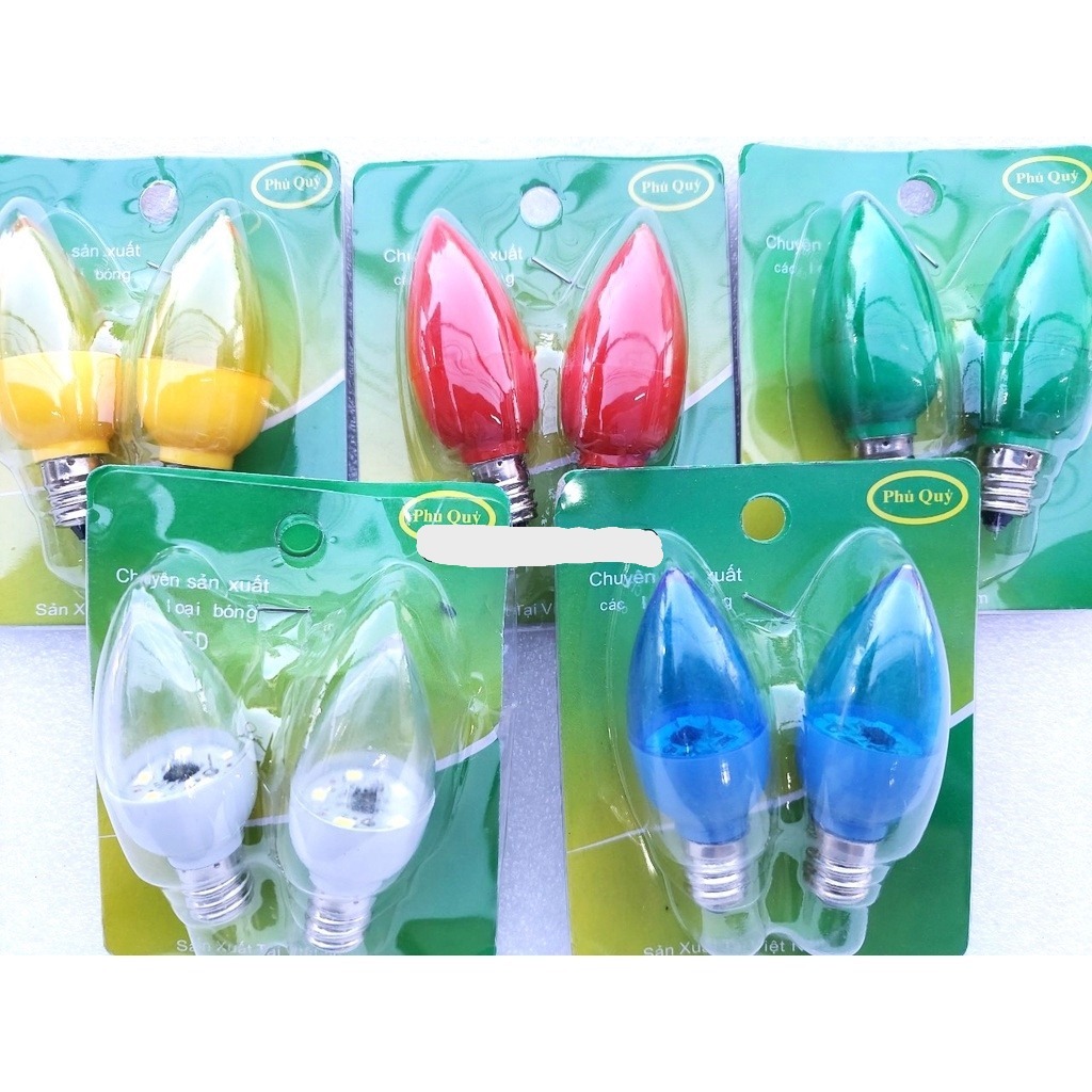 combo 10 bóng ớt led đui e12(đỏ , vàng , xanh lá , xanh dương, trắng)