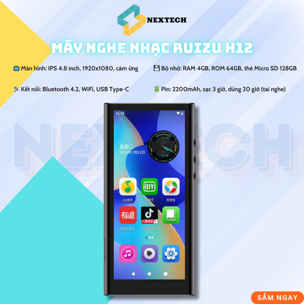 🎶 MÁY NGHE NHẠC RUIZU H12 HIFI IPS 4.8 INCH FHD 4GB/64GB BLUETOOTH 4.2 WIFI 📱