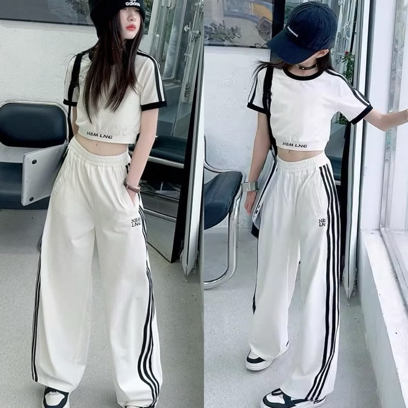 NANA CHAN - Set áo croptop + quần suông trắng SG225 SIZE ĐẠI 120-170 cho bé gái, thời trang trẻ em h
