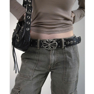  Thắt lưng nam nữ hoạ tiết hoa Chrome 🖤 đính charme cá tính CAO CẤP hiphop y2k 