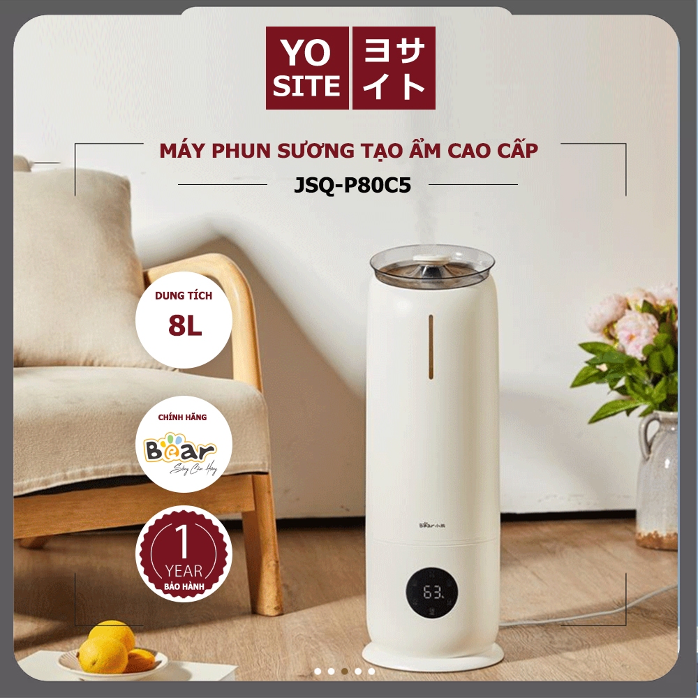 Máy phun sương tạo ẩm Bear JSQ-P80C5, Máy tạo ẩm khuếch tán tinh dầu dung tích 8L, hoạt động êm ái, liên tục cả ngày