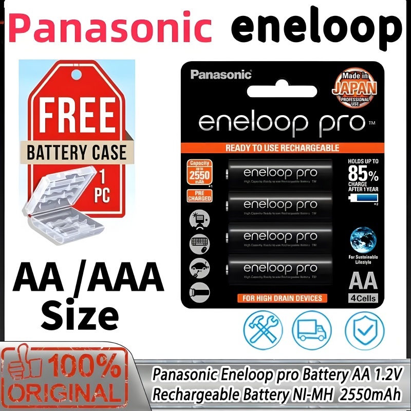  Vi 4 Viên 1.2V Pin sạc Panasonic eneloop Pro AA 2550mAh AAA 900mAh 4 kèm NiMH bộ sạc BQ-CC51 Hàng chính hãng 