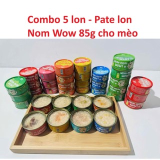  Combo 5 lon Pate lon Nom-Nom Wow 85g cho mèo nhiều dinh dưỡng 