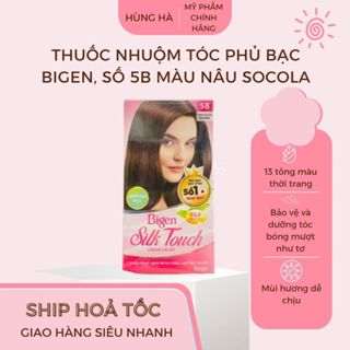  Thuốc nhuộm tóc phủ bạc Bigen số 5B màu nâu socola Bigen Silk Touch 