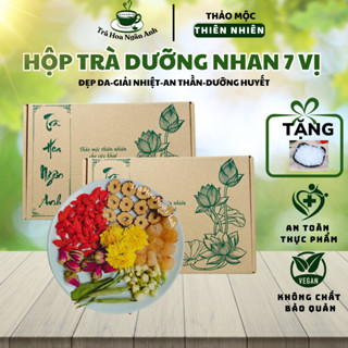 Hộp trà an nhiên 7 vị thảo mộc dưỡng nhan đẹp da ngủ ngon mát gan, bổ khí dưỡng huyết 10gram,Trà Hoa Ngân Anh