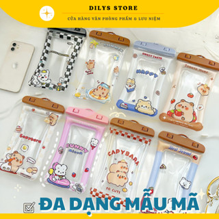 Túi đựng điện thoại chống nước viền phao nổi, màn hình cảm ứng dùng đi bơi, đi mưa có dây đeo DILYS