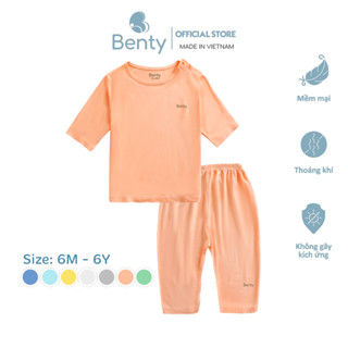Bộ đồ lửng trơn basic BENTY chính hãng chất vải cao cấp, đồ bộ em bé mềm mịn mát thoáng khí