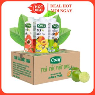   MIX VỊ  Trà COZY Tắc Mật Ong Đào Sả Vị Vải Thùng 24 Hộp x 225ML 