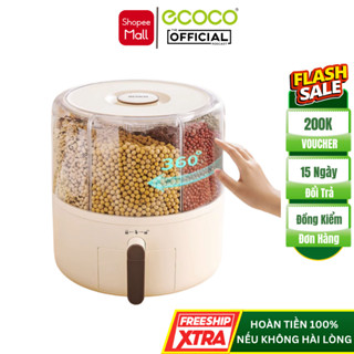 Thùng Đựng Hạt, Ngũ Cốc ECOCO Xoay 360 Độ, 6 Ngăn Thông Minh Chống Ẩm, Chống Mối Mọt, Nhựa ABS+PP