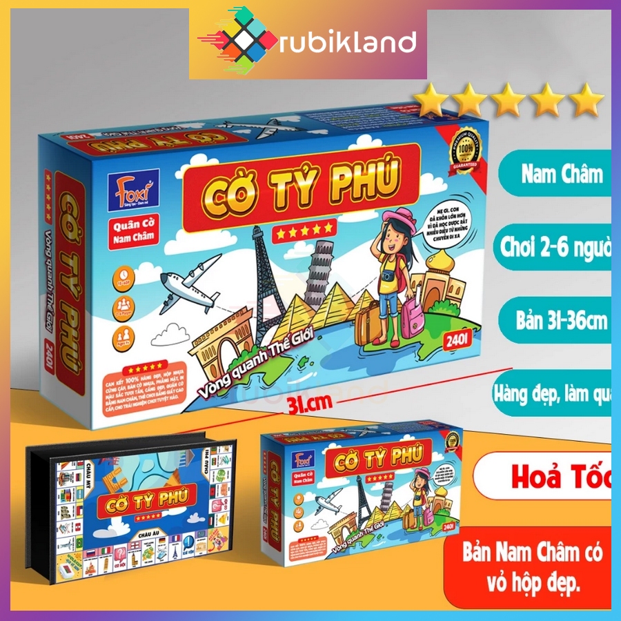 [Foxi] Cờ Tỷ Phú Chủ Đề Vòng Quanh Thế Giới Size Lớn Cờ Tỉ Phú Đồ Chơi Trí Tuệ Trẻ Em