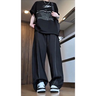 Quần ống rộng MÁY KẺ CHÉO UNISEX  nam nữ dáng suông tôn dáng màu đen siêu đẹp CHẤT VẢI GIÓ NHẬT