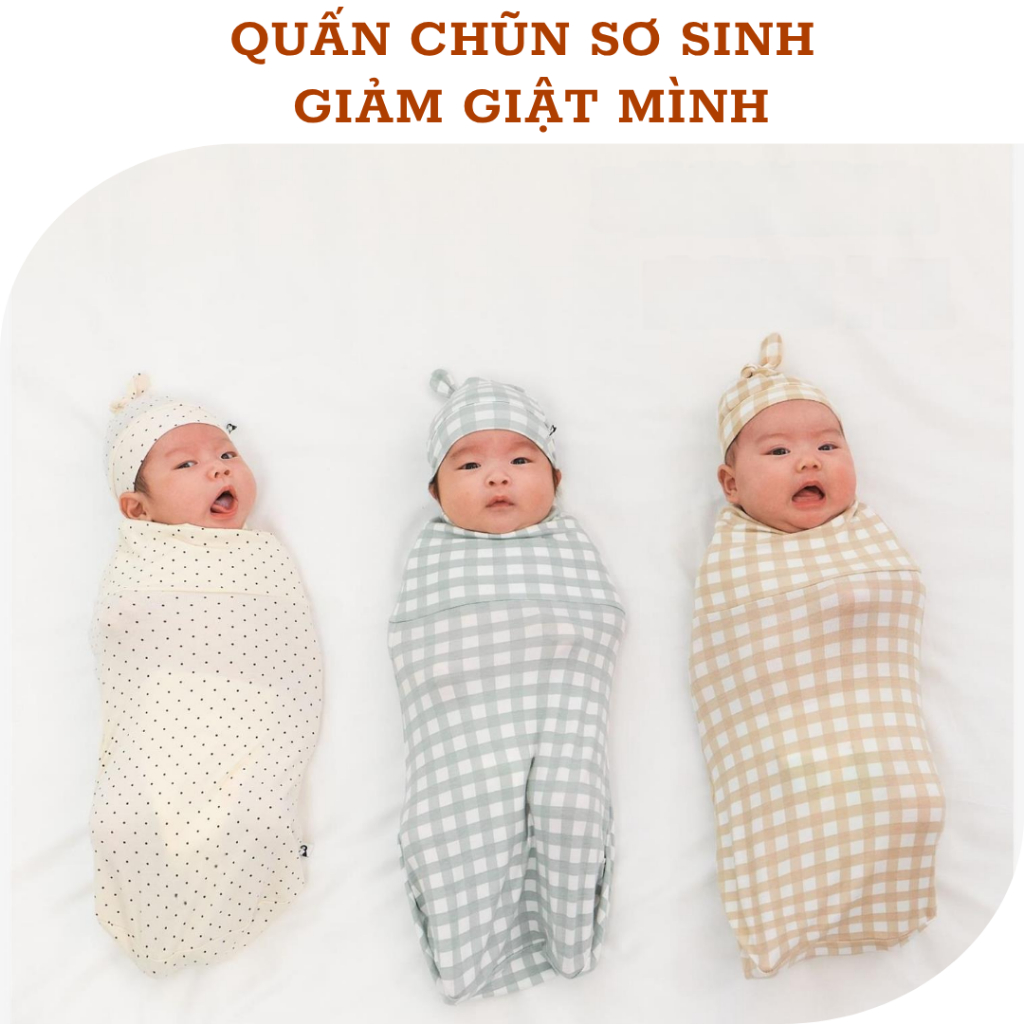 Quấn chũn Unbee tặng kèm che thóp hình gấu cute chất petit co giãn 4 chiều thấm hút mồ hôi 175*70cm