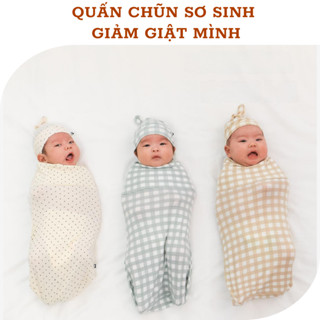 Quấn chũn Unbee tặng kèm che thóp hình gấu cute chất petit co giãn 4 chiều thấm hút mồ hôi 175*70cm