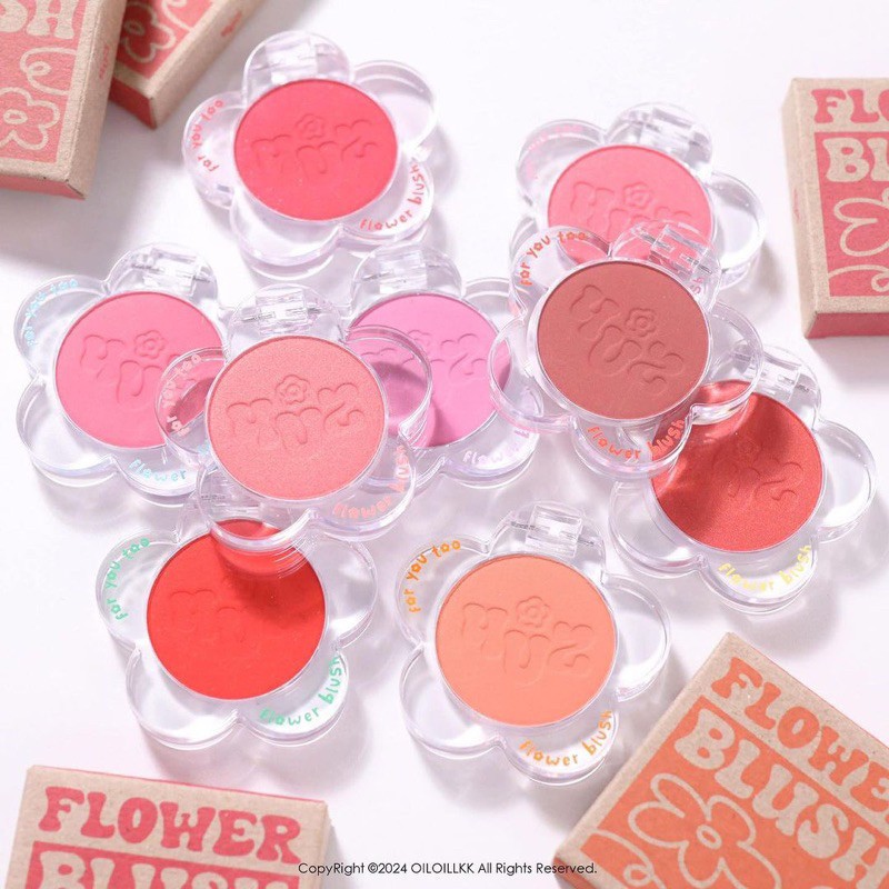 Phấn Má Hồng 4U2 Vỏ Hoa Trong Suốt Thuần Chay Mịn Lì Lâu Trôi Flower Blush 3.3g