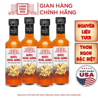 COMBO 4 CHAI MẮM GỪNG gừng pha sẵn cao cấp Làng Chài Xưa nguyên liệu tươi chai thủy tinh 300g