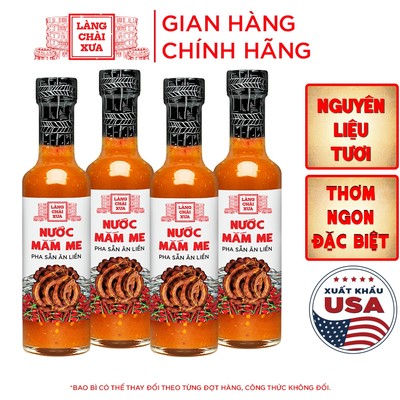 COMBO 4 CHAI MẮM ME pha sẵn cao cấp Làng Chài Xưa, nguyên liệu tươi, thơm ngon đặc biệt