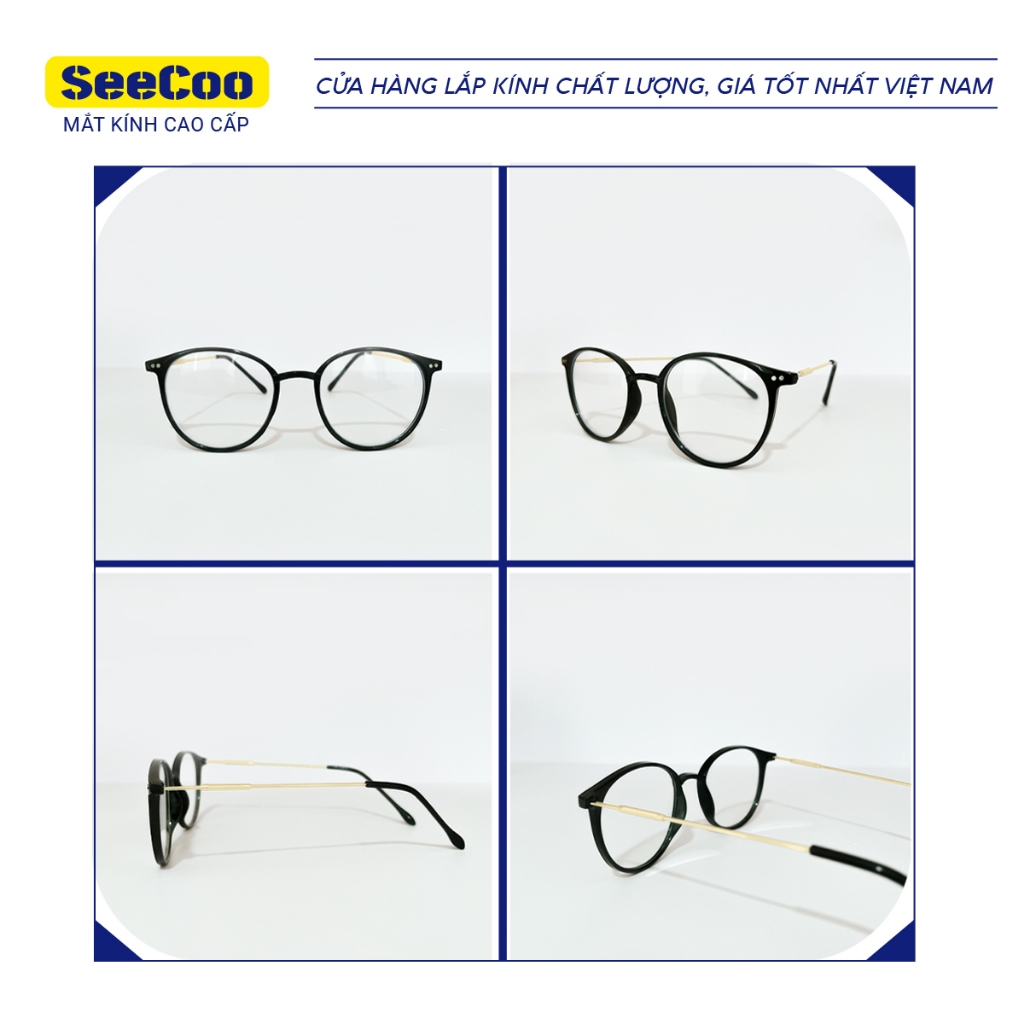 Gọng Kính Cận Mắt Mèo Tròn Nữ Gọn Nhẹ Chất Liệu Nhựa Kết Hợp Kim Loại Trendy SeeCoo S07 | BigBuy360 - bigbuy360.vn