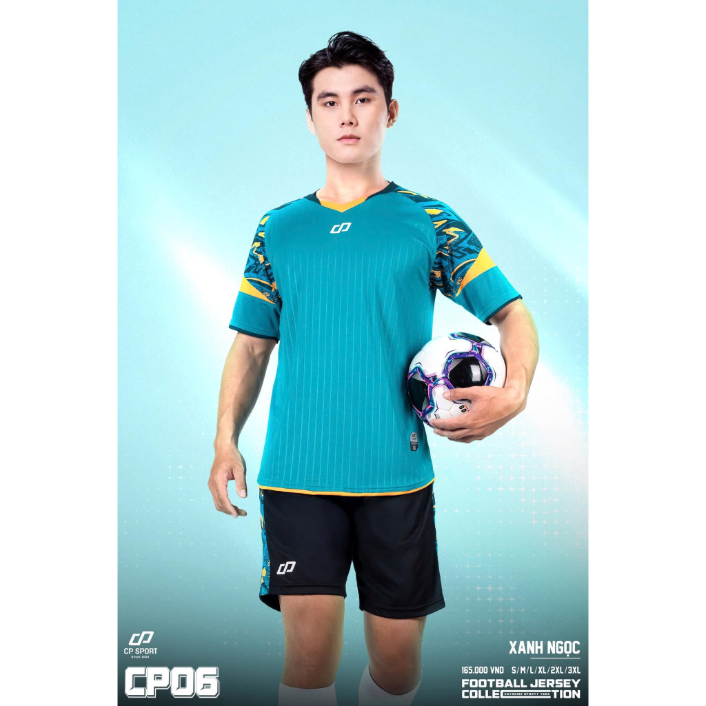 CP SPORT - Bộ Quần Áo Bóng Đá Thể Thao CP06 XANH NGỌC, Chất Liệu Vải Thun Mè Co Giãn BDC-CP06-NGO