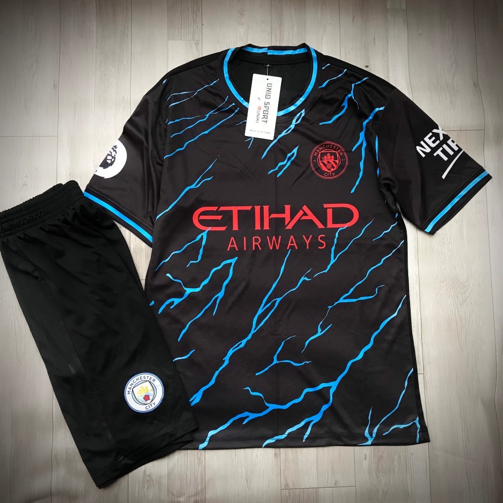 [MC -ĐS02] IN TÊN SỐ ÁO - Bộ quần áo bóng đá M** C*TY đen mới hàng thiết kế - Hàng thun lạnh cao cấp thấm hút mồ hôi.