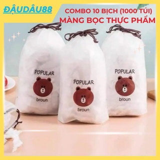 Set 10 túi màng bọc thực phẩm co giãn siêu dai có chun kèm túi gấu, bọc thực phẩm tủ lạnh