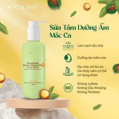 Sữa Tắm Dưỡng Ẩm Mắc Ca MACALAND 250ml/500ml Không Sulfate, Cấp Ẩm, Dưỡng Da Sáng Mịn