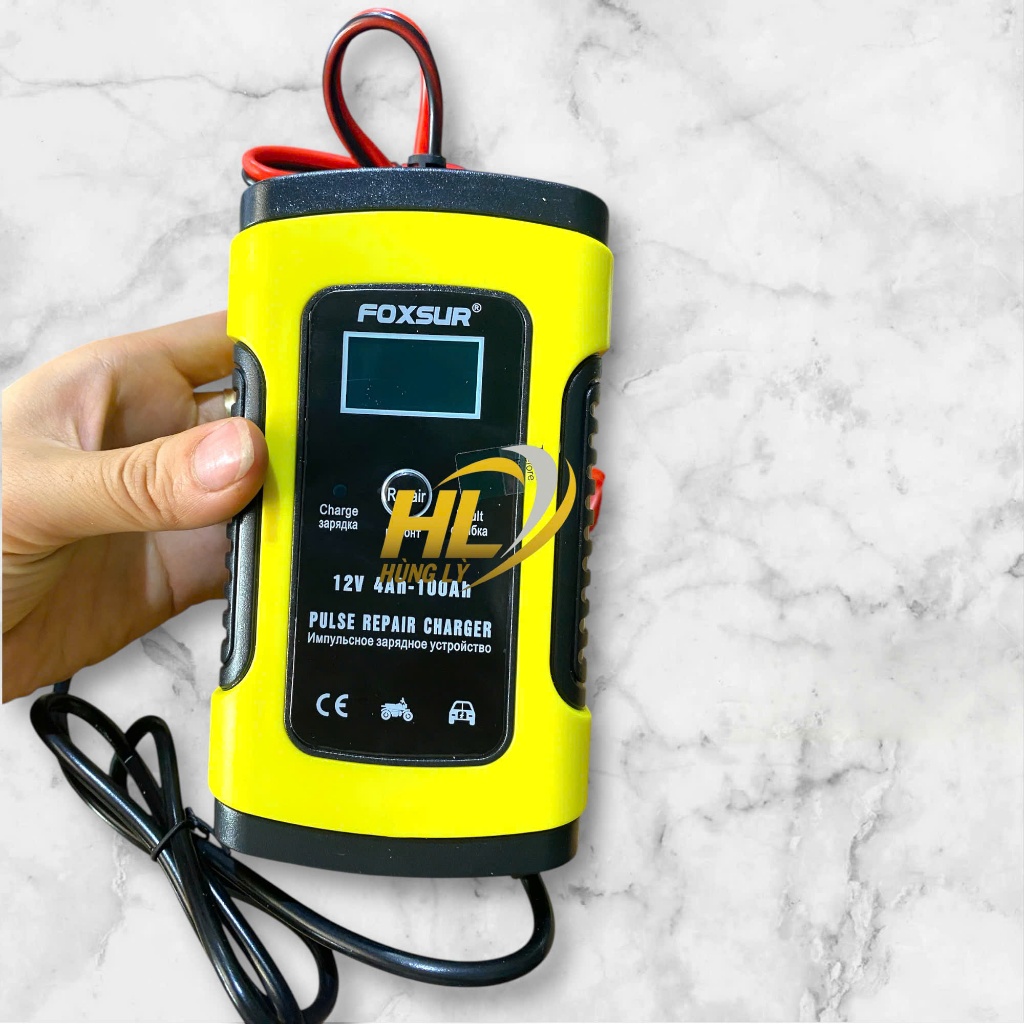 Cung cấp Nạp sạc 12V 4Ah-100Ah Foxsur kẹp đồng hồ led sạc đầy tự ngắt phụ tùng hùng lỳ