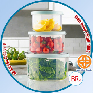 Bộ Hộp Thực Phẩm Tròn Hokori Việt Nhật (MS:6528) - Hộp Có Nắp Đậy Bảo Quản Thực Phẩm Để Tủ Lạnh, Đựng Đồ Khô  02904