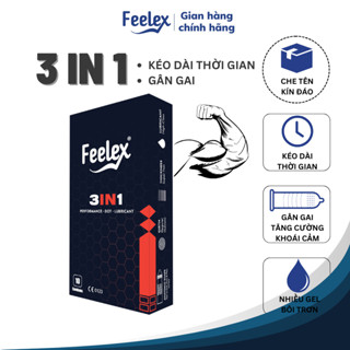 Bao cao su Feelex gân gai, nhiều gel, nhiều mùi hương - Hộp 10 bcs