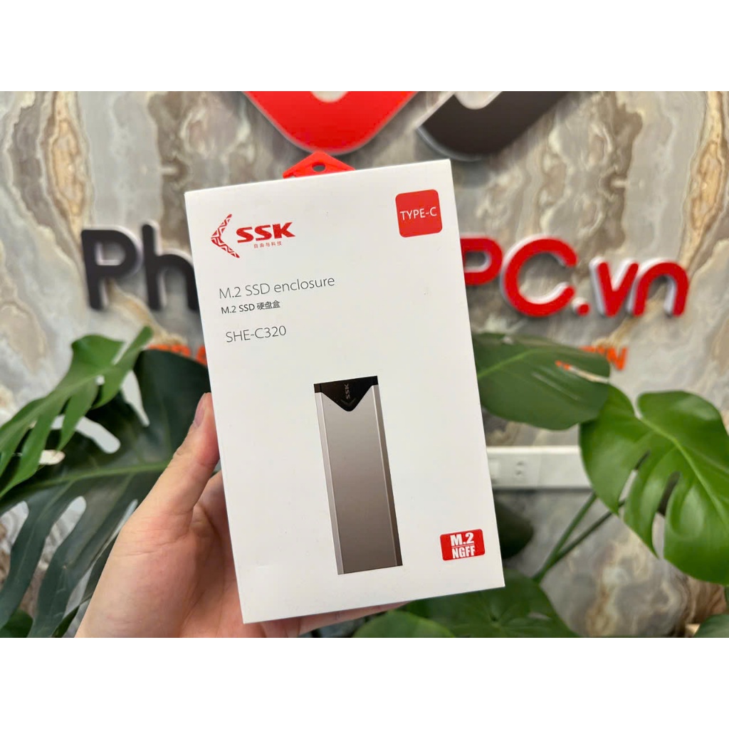 Box SSD M2 SATA 2280 to Type-C vỏ nhôm, hiệu SSK. Chuyển đổi ổ cứng M2 NGFF 2242 2280 sang USB Type 