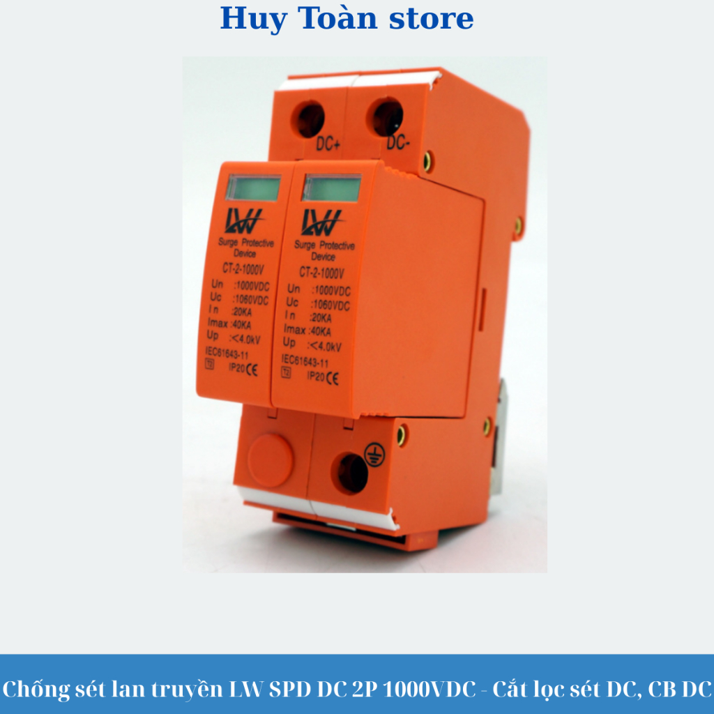 Chống sét lan truyền LW SPD DC 2P 1000VDC - Cắt lọc sét DC, CB DC
