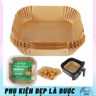 Set 50 Miếng Vuông Khay Giấy Nến Vàng Đựng Thực Phẩm Chống Dính Nồi.Giấy Lót Nồi Chiên,Lò Vi Sóng#