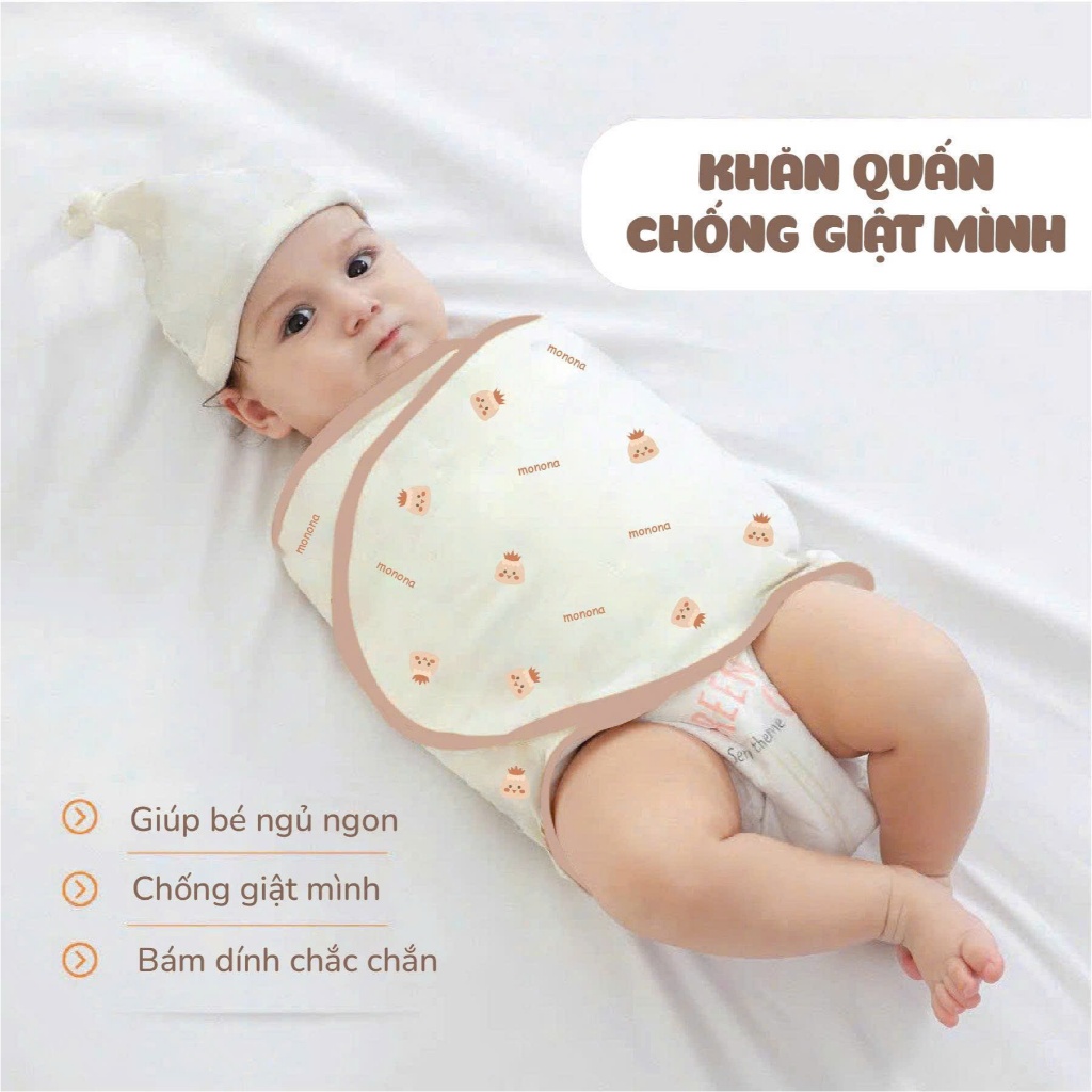 Khăn quấn Monona thay thế túi ngủ cho bé 0-1 tuổi, giúp bé ngủ ngon chống giật mình