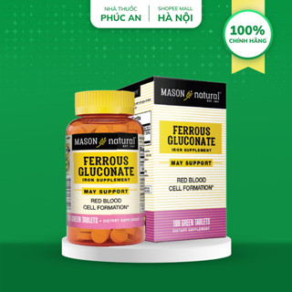 Viên uống sắt hữu cơ MASON NATURAL Ferrouse Gluconate Mỹ 100 viên giúp bổ máu tăng sức đề kháng