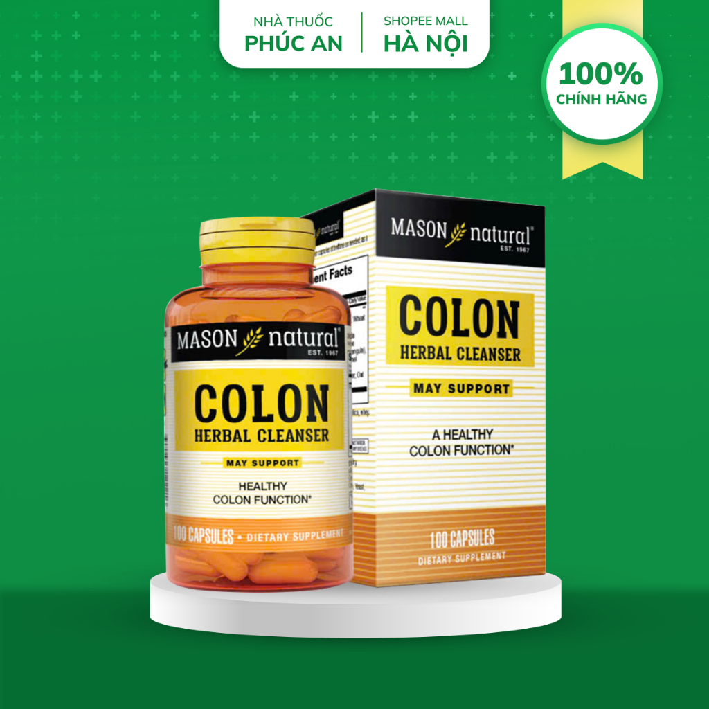 Viên uống hỗ trợ chức năng đại tràng Mason Natural Herbal Colon Cleanser Mỹ 100 viên