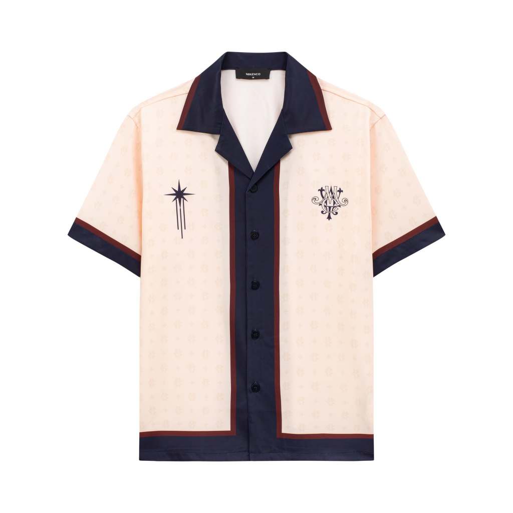 Áo sơ mi unisex MIKENCO Monogram Satin Shirt