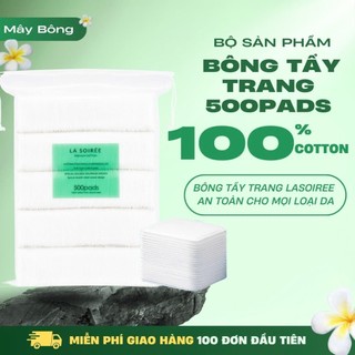 Bông tẩy trang La Soirée 500 miếng 100% cotton an toàn cho da