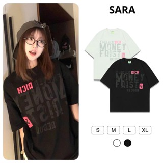 SARA Áo Thun Unisex Cotton Compact Vải Em Bé Họa Tiết Đơn Giản Phong Cách Streetwear Mã: SR010