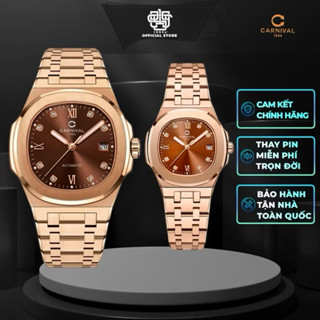 Đồng Hồ Cặp Carnival 8160G-VH-N & 8160L-VH-N Mặt Nâu Hàng Chính Hãng