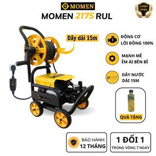  Máy rửa xe Momen2175rul động cơ lõi Đồng-rulo dây dài 15m-bánh xe di chuyển tiện lợi,xịt rửa ô tô,xe máy,sân vườn 
