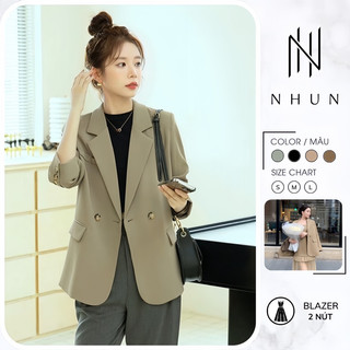  Áo blazer nữ dài tay NhunFashion Áo vest nữ khoác ngoài thiết kế 2 lớp có đệm vai phong cách trẻ trung năng động N132 