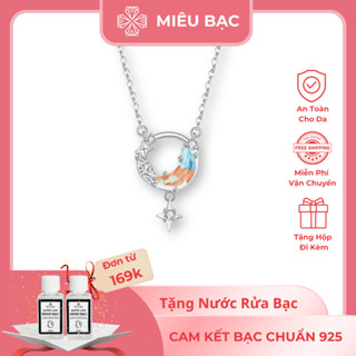  Dây chuyền bạc nữ Miêu Bạc vòng cổ hình mặt trăng chất liệu bạc 925 đính đá Moonstone phụ kiện trang sức nữ MD08x 