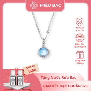 Dây chuyền bạc nữ Miêu Bạc, vòng cổ moonstone chất liệu bạc s925 cao cấp đính đá mặt trăng trang sức nữ MD14