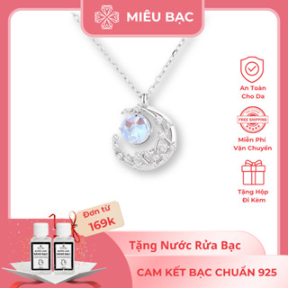  Dây chuyền bạc nữ Miêu Bạc vòng cổ đính đá mặt trăng moonstone bạc s925 phụ kiện trang sức nữ MD15 