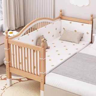 Giường Ngủ Cho Bé Tặng Nệm , Giường Ghép với Giường Bố Mẹ Có Thể Chỉnh Chiều Cao, Chất Liệu Gỗ Cao Cấp