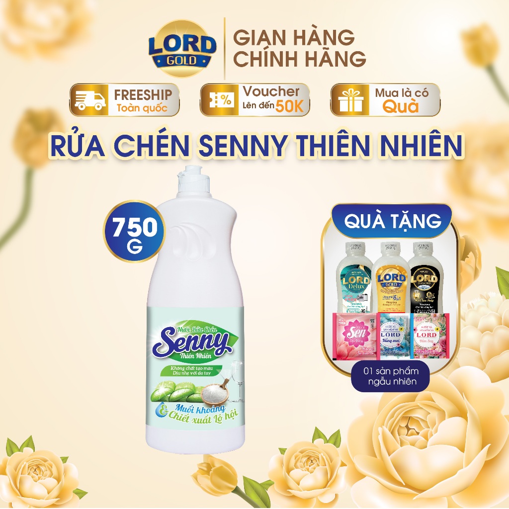 Nước Rửa Chén Dầu Rửa Bát Senny Thiên Nhiên Lô Hội Đánh Bật Dầu Mỡ An Toàn Với Da Tay 750g