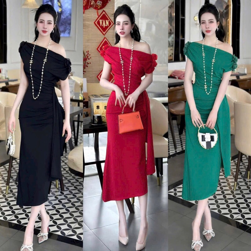 🍒Đầm body lệch vai cách điệu MLXL2XL