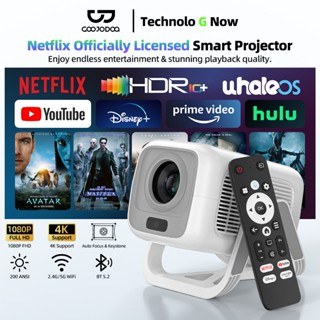 Máy chiếu Netflix Goojodoq 4K 1080P Full HD 200ANSI với công nghệ HDR10+ Android 13.0 Điều khiển AI