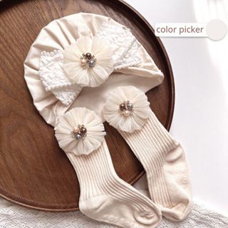 Set Mũ Turban Kèm Tất Cho Bé Gái Bibo's Đĩnh Nơ Dễ Thương