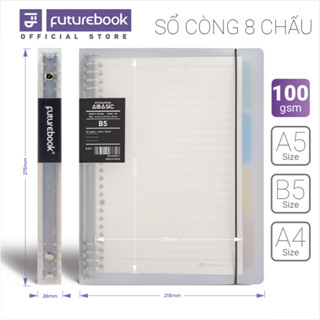 Sổ Còng Binder FUTUREBOOK Bìa sổ còng 8 chấu A4 B5 A5 120 trang 100gsm (TẶNG BÌA NHỰA AICOLOR))