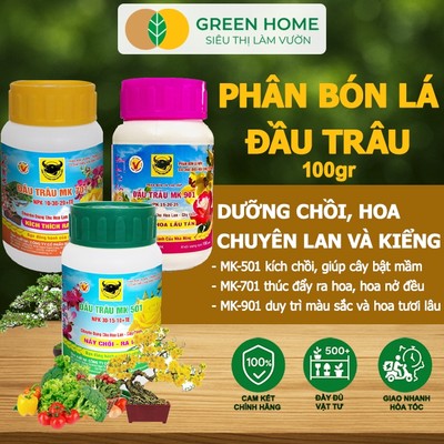 Bộ 3 Phân Bón Lá Đầu Trâu MK 501-701-901, GreenHome,Chai 100GR,Đặc Biệt Dành Cho Hoa Lan Và Cây Cảnh